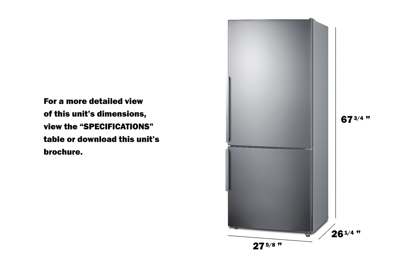 Frost-free ENERGY STAR certified bottom freezer refrigerator with icemaker in stainless steel